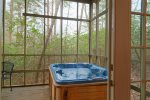 Private Hot Tub on screened in porch with woodsy views 